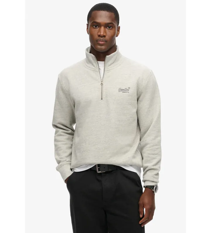 Superdry para hombre. M2013750A Sudadera con cuello panadero con logotipo Essential gris (L), Casual, Algodón