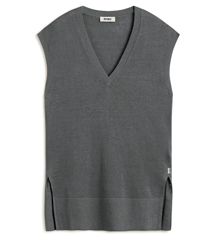 ECOALF para mujer. MCWGAKNSABAL0636S25-317 Jersey Sabal gris (S), Casual, Lino, Sin mangas / Tirantes, Sostenible