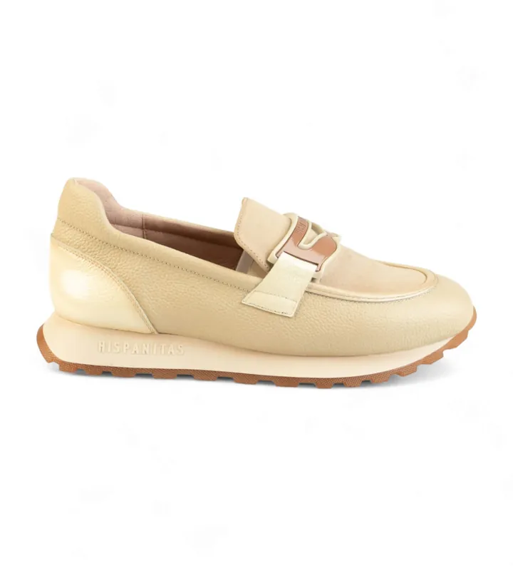 Hispanitas para mujer. HI243720 Mocasines de piel Sport beige (41), Plano, Ninguno, Casual