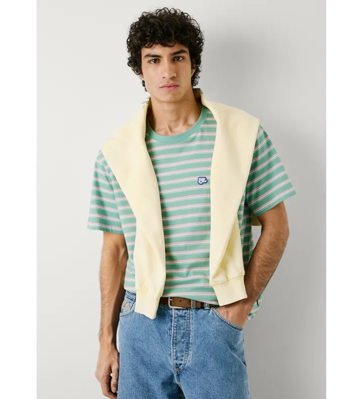 Pepe Jeans para hombre. PM509963 Camiseta Tark verde (L), Azul, Casual, Algodón, Manga corta