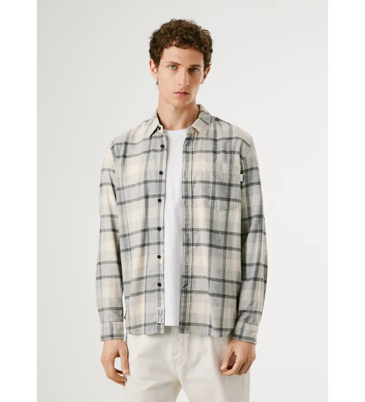 Pepe Jeans para hombre. PM3090829 Camisa Clue gris (M), Casual, Algodón, Manga larga