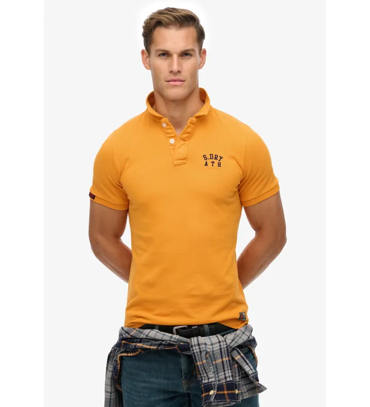 Superdry para hombre. M1110449A Polo Vintage Athletic amarillo (L), Casual, Algodón, Manga corta