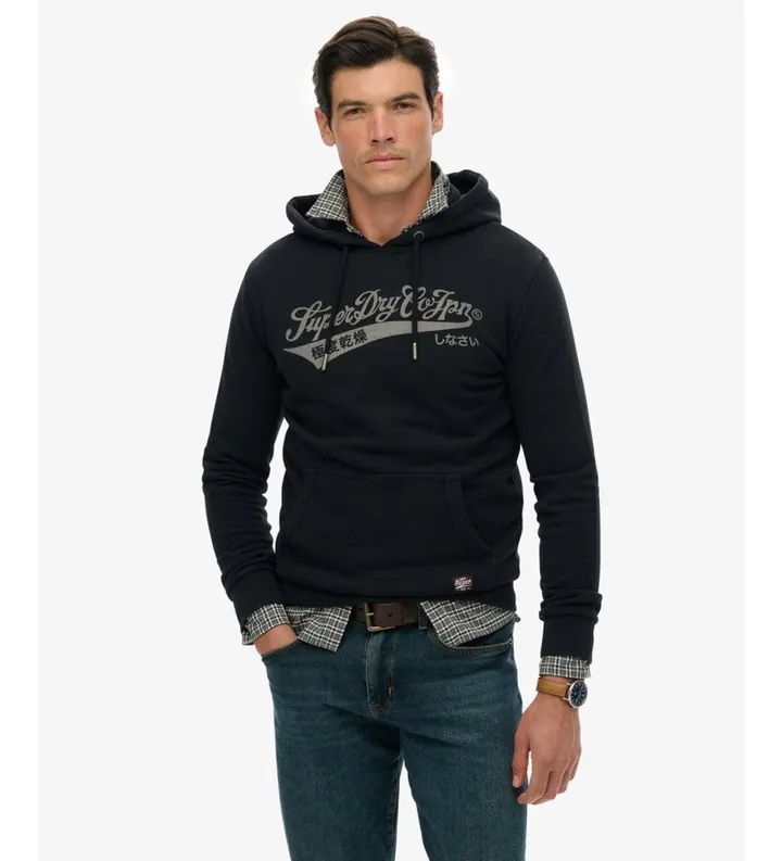 Superdry para hombre. M2014232A Sudadera Heritage Brand Relajada negro (M), Casual, Algodón, Manga larga