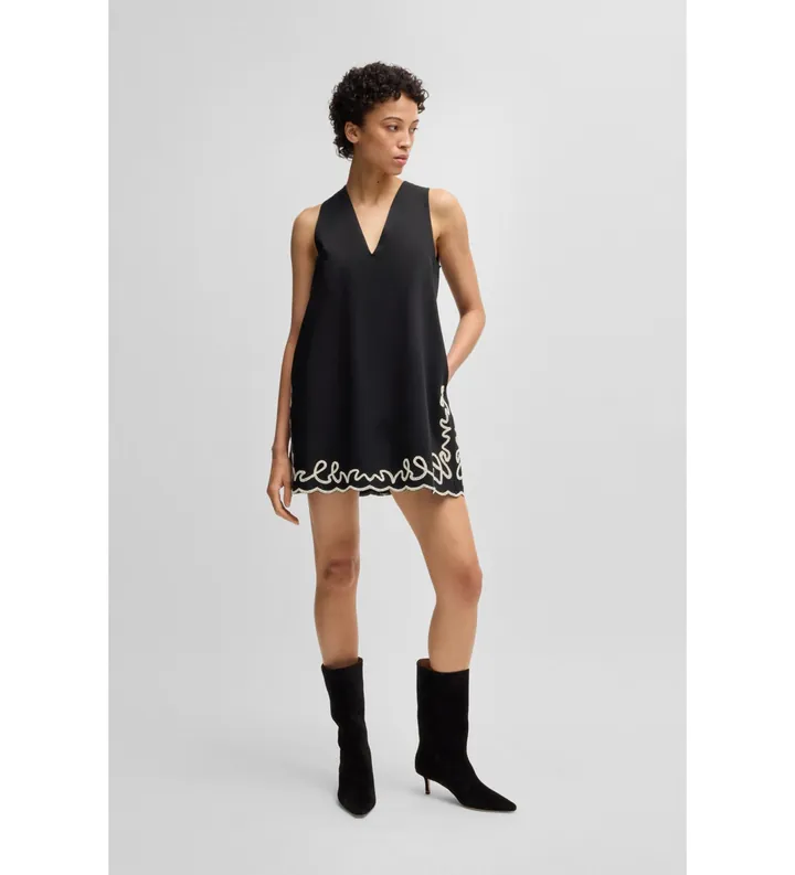 BOSS para mujer. 50540370 Vestido Dembrolai negro (4XL), Casual, Algodón, Sin mangas / Tirantes