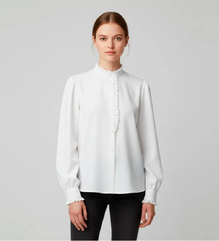BOSS para mujer. 50557480 Blusa Banny blanco (34), Casual, Algodón, Manga larga