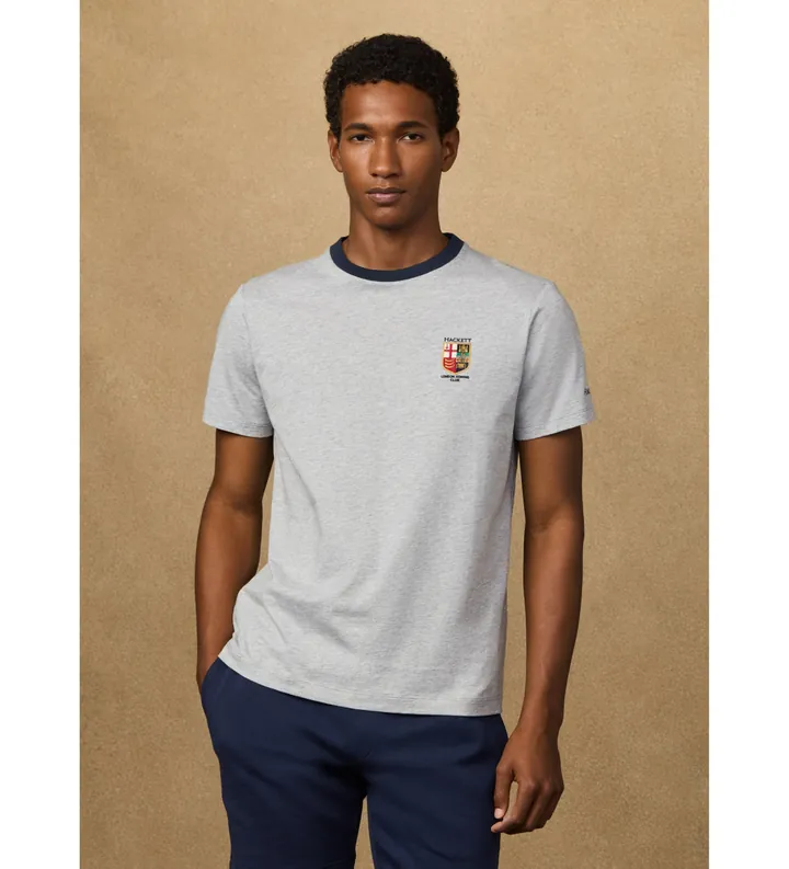 Hackett London para hombre. HM5000082 Camiseta Lrc fit clásico gris (L), Casual, Algodón, Manga corta