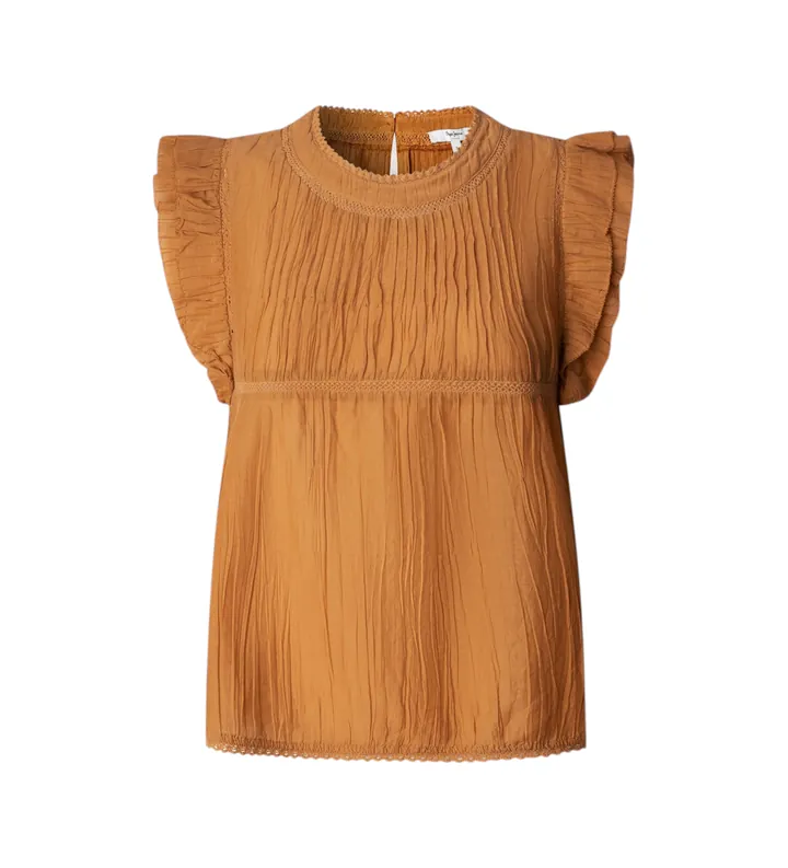 Pepe Jeans para mujer. PL3051379 Blusa Dakota naranja (L), Casual, Algodón, Manga corta