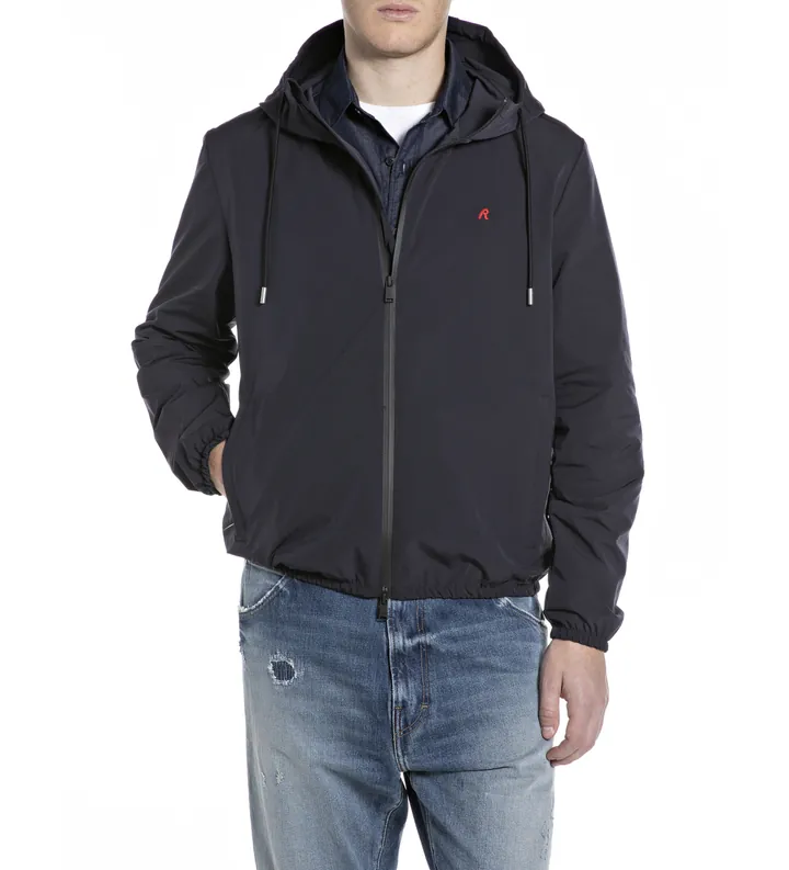 Replay para hombre. M8338A.000.84876 Chaqueta Logotipo R marino (L), Casual, Poliéster