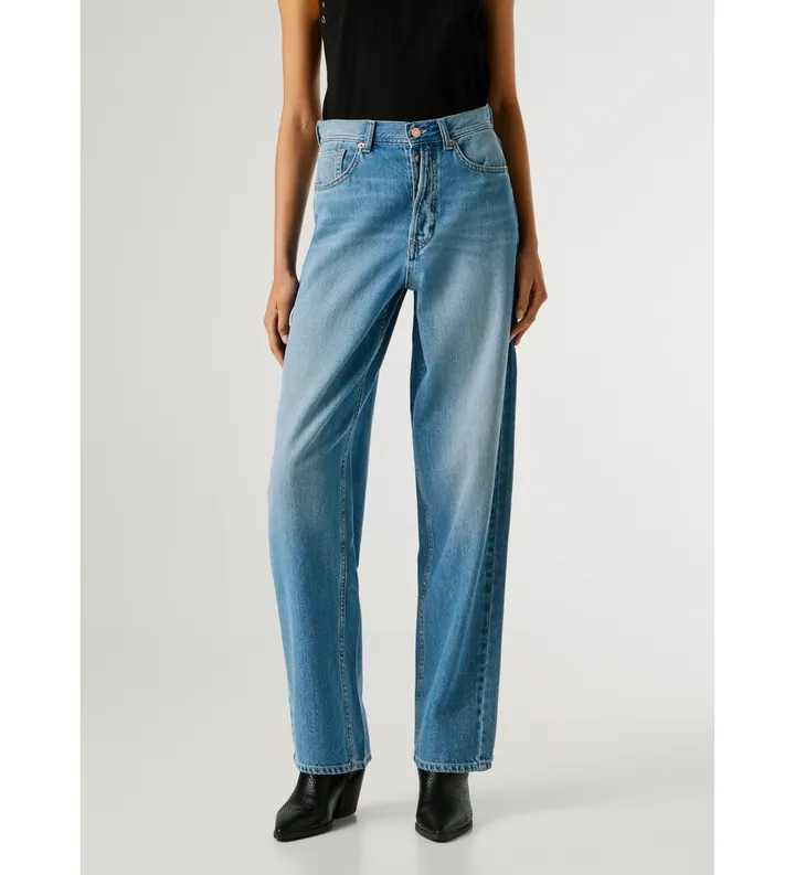 Pepe Jeans para mujer. PL20473943A1 Jeans Barrel Addison azul (27/30), Casual, Algodón, Denim