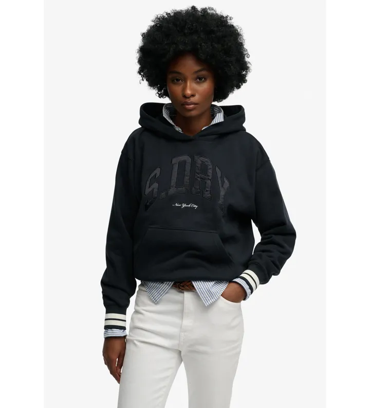 Superdry para mujer. W2012601A Sudadera Country Club Varsity marino (L), Casual, Algodón