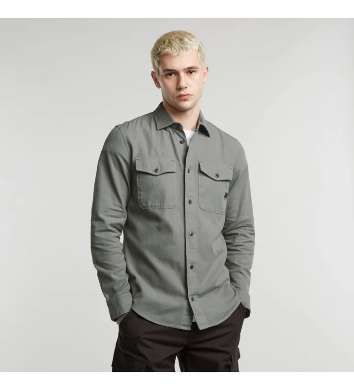 G-Star para hombre. D24963-D454-G493 Camisa Marine Slim gris (M), Casual, Algodón, Manga larga, Sostenible