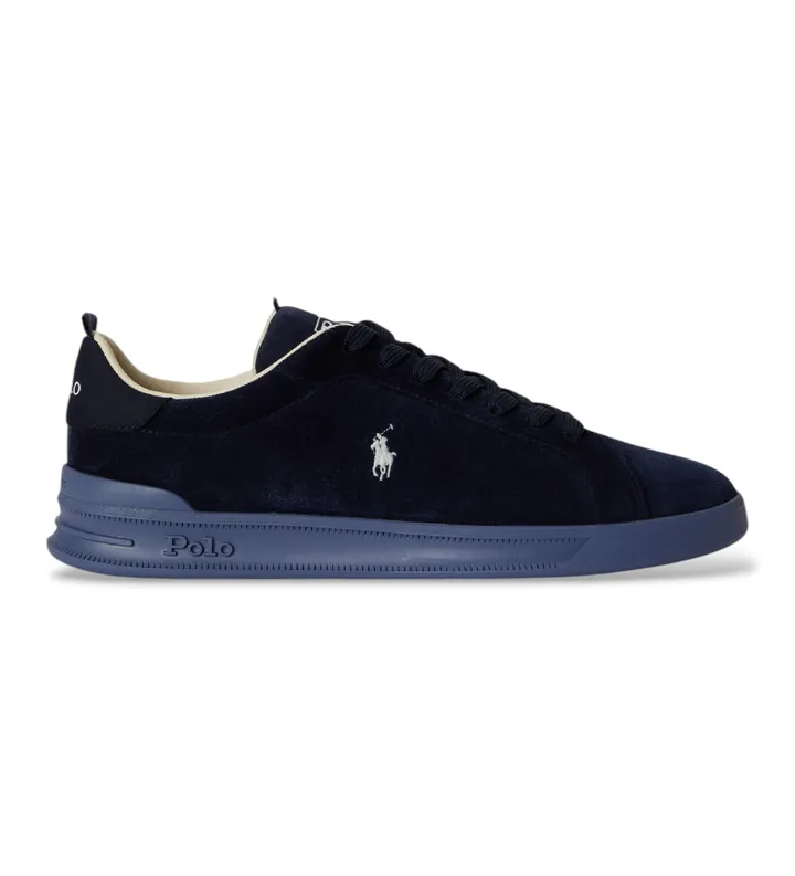 Polo Ralph Lauren para hombre. 809P13080001 Zapatillas Heritage Court II de ante marino (40), Piel, Plano, Cordones, Casual