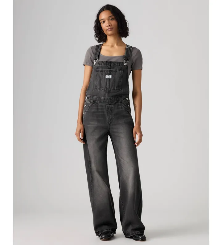 Levi's para mujer. 000UG-0006 Peto Baggy negro (L), Casual, Algodón, Denim