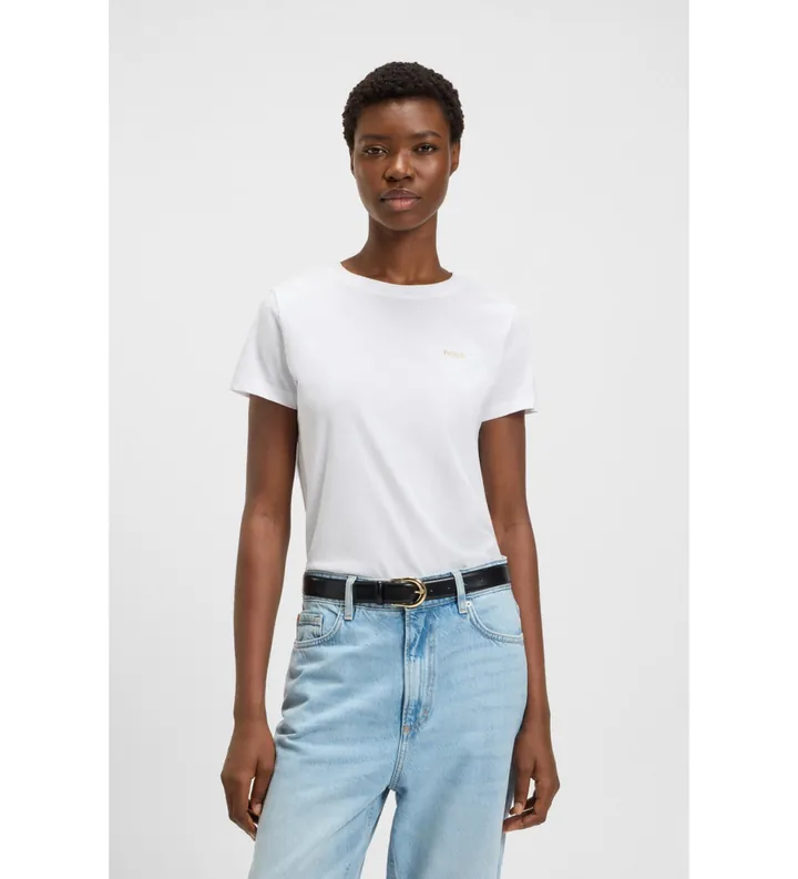 BOSS para mujer. 50506973 Camiseta Esogo blanco (L), Casual, Algodón, Manga corta