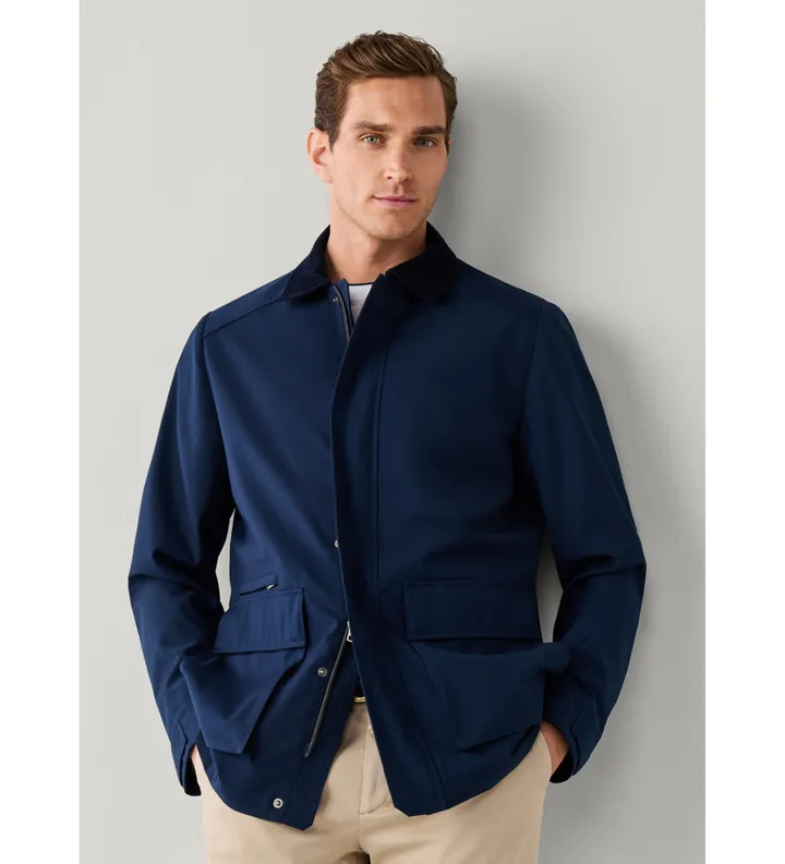 Hackett London para hombre. HM4000199 abrigo con 2 bolsillos marino (3XL), Casual, Poliéster
