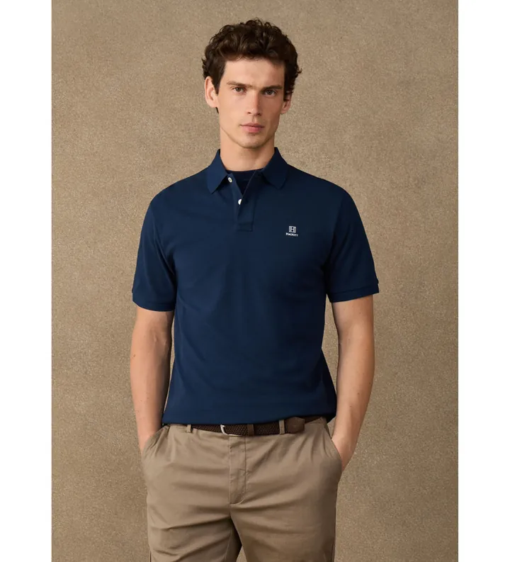 Hackett London para hombre. HM5600241 Polo Logo marino (L), Casual, Algodón, Manga corta