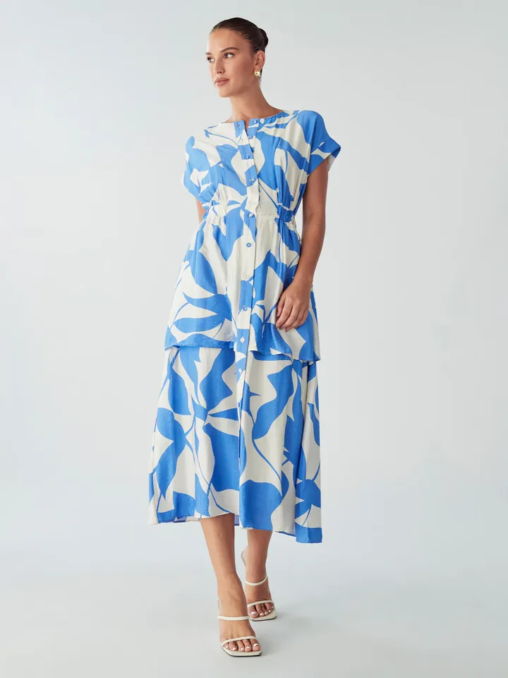 Willa Vestido 'TEDDY' azul / blanco