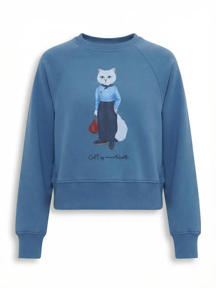 Cat e Lolette Sudadera 'Mariner Cat'  azul
