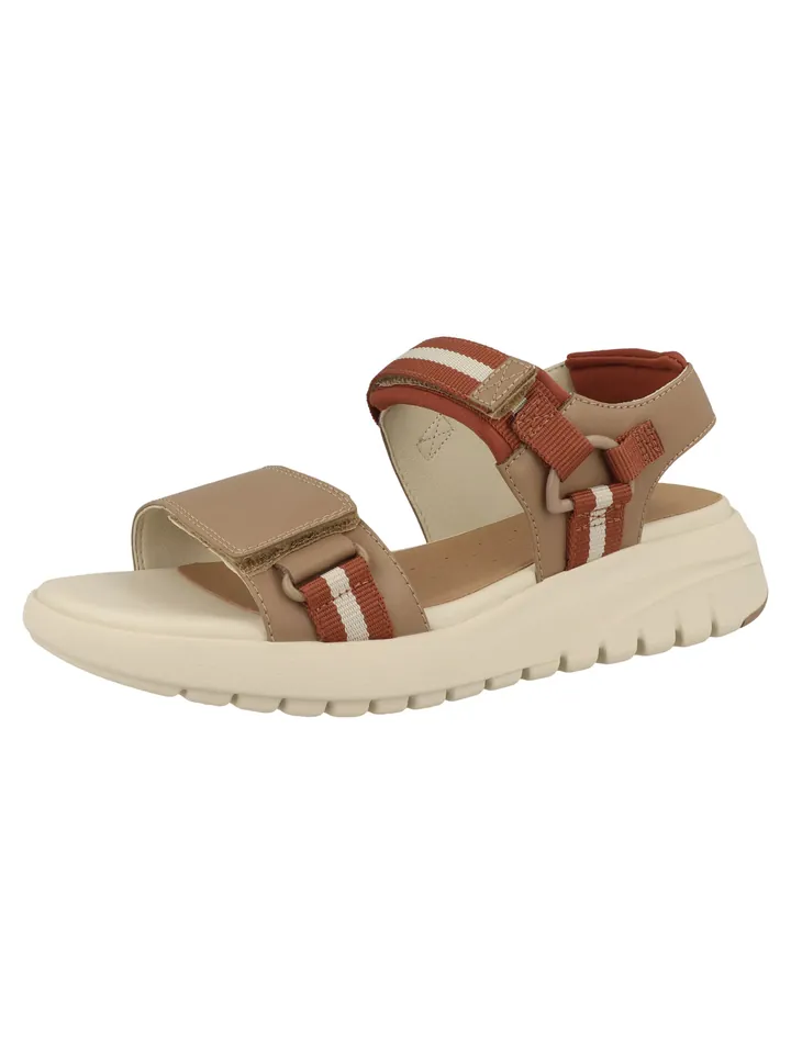 GEOX Sandalias 'Flextride' beige oscuro / langosta / blanco