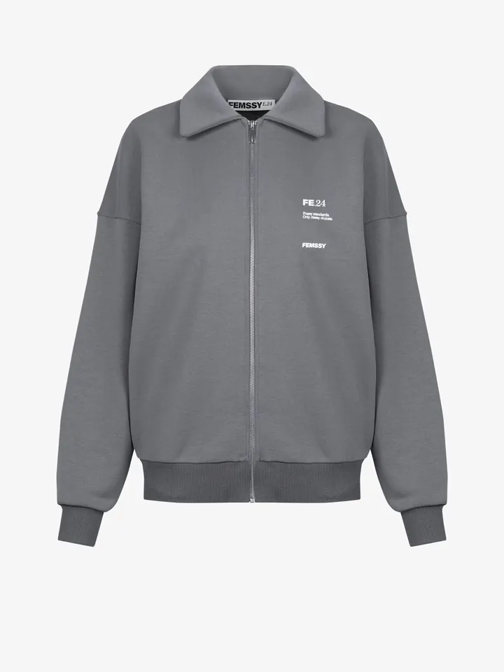 FEMSSY Sudadera con cremallera 'FORM ZIP UP SWEATSHIRT GREY' gris
