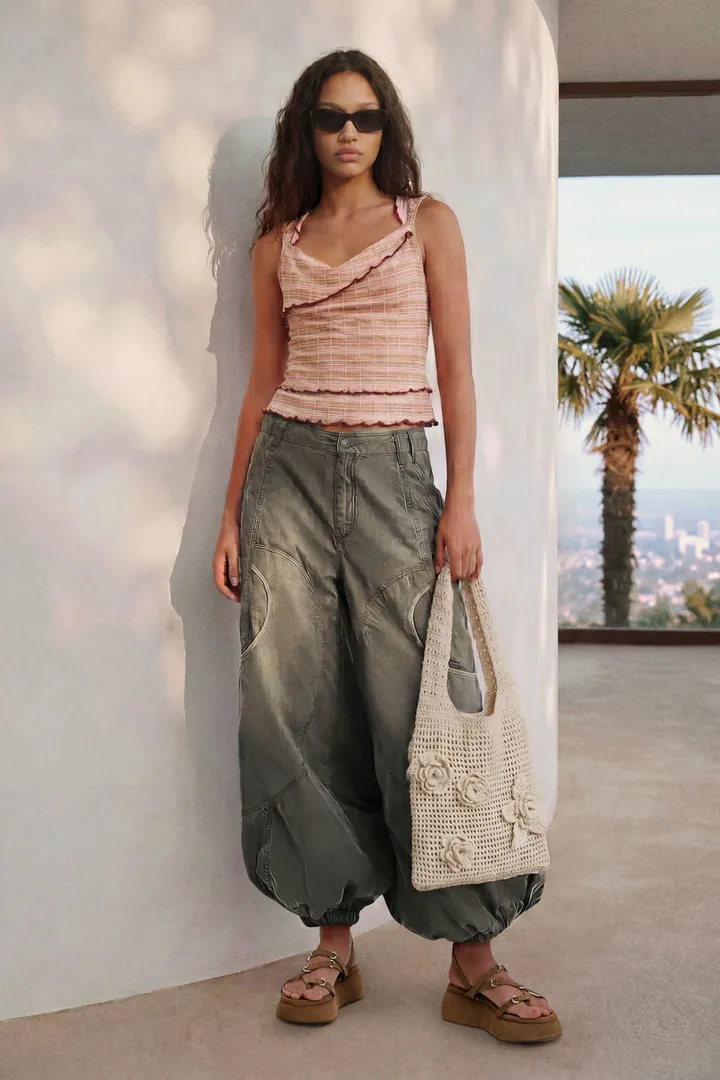 Desigual, Pantalón cargo balloon, Mujer, Algodon, Verde, 34
