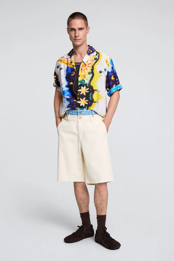 Desigual, Bermuda híbrida, Hombre, Algodon, Blanco, 28