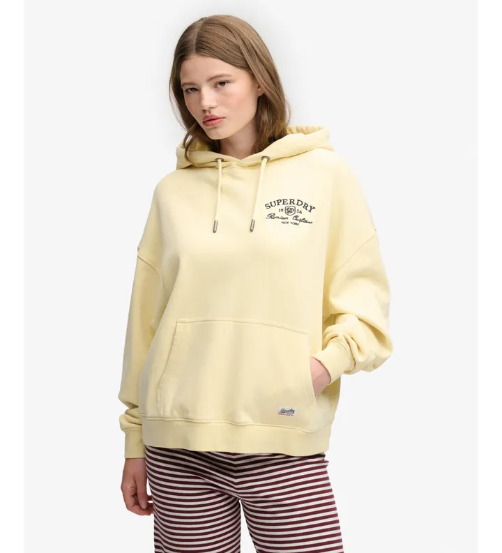 Superdry para mujer. W2012575D Sudadera con capucha Luxe Casual Relaxed beige (L), Poliéster