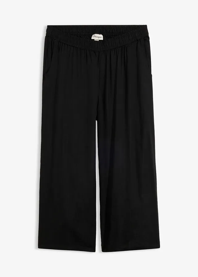 Pantalón 3/4 con cintura cómoda, de viscosa