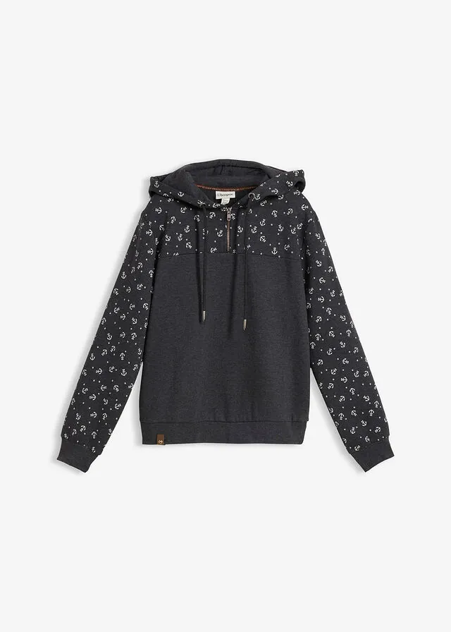 Sudadera de algodón puro con capucha y cremallera