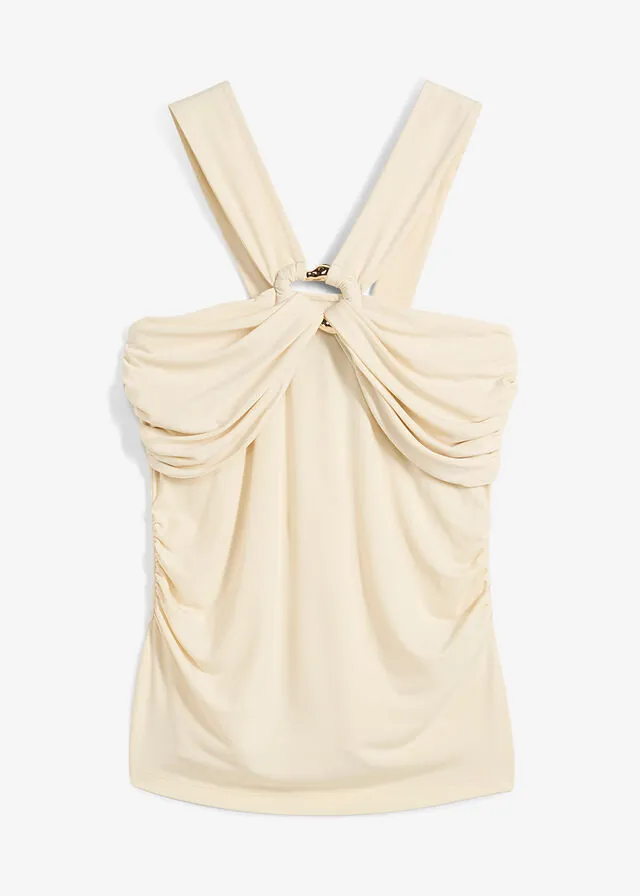 Top anudado al cuello con hebilla decorativa