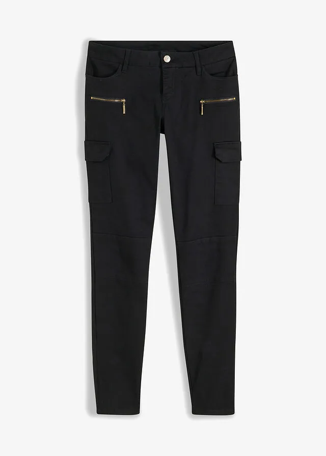 Pantalón cargo en mezcla de algodón elástico