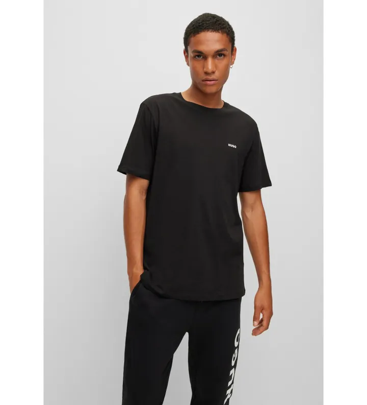 HUGO para hombre. 50466158 Camiseta Dero negro (L), Casual, Algodón, Manga corta, Sostenible