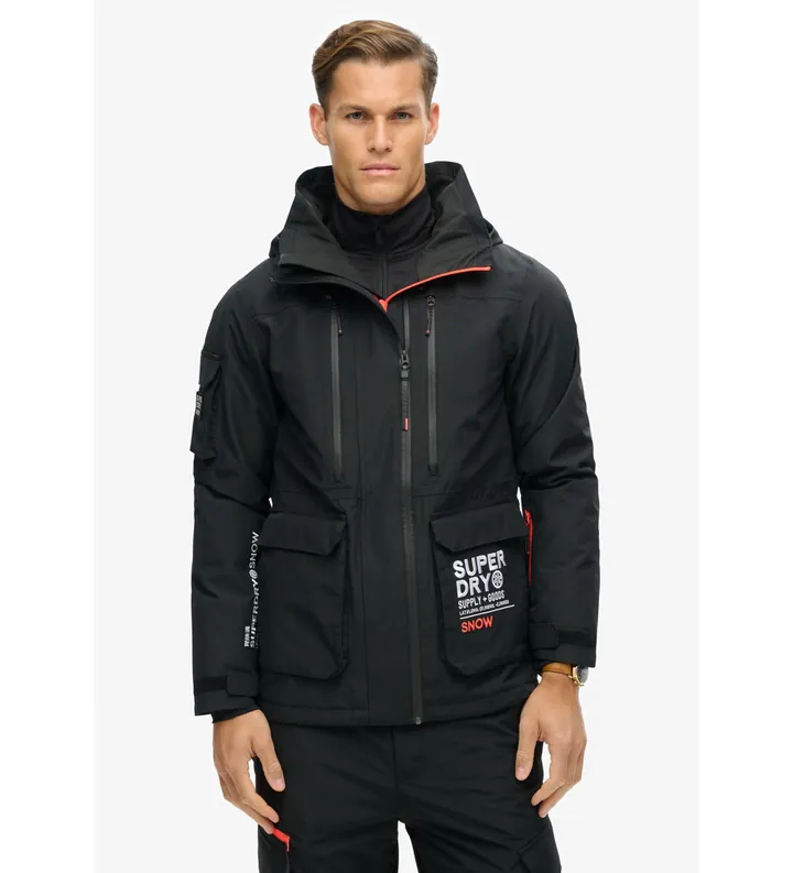 Superdry para hombre. MS110178A Chaqueta de esquí Ultimate Rescue negro (L), Deportivo, Nieve, Poliéster Reciclado, Sostenible