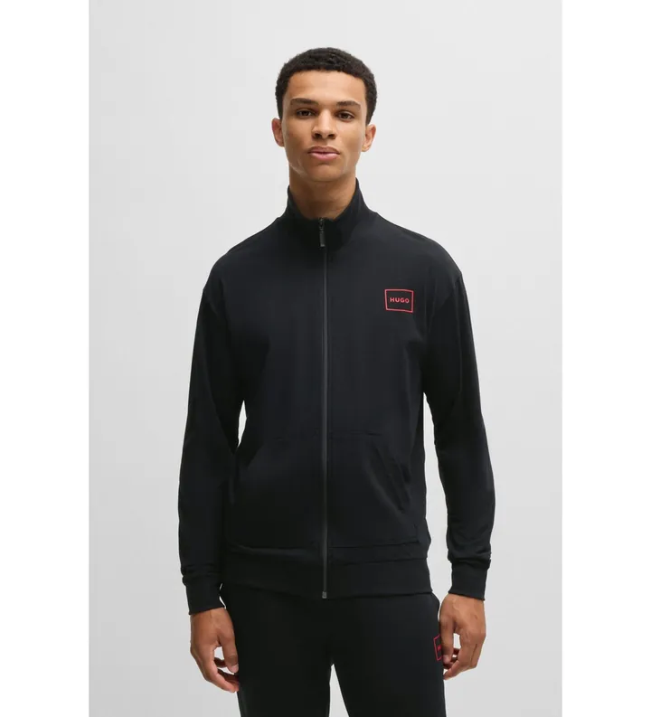 HUGO para hombre. 50525245 Chaqueta relaxed con logo enmarcado negro (L), Casual, Algodón