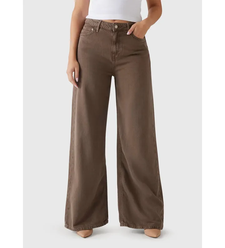 Guess para mujer. W5RA82WFD53 Pantalón Bellflower marrón (32), Casual, Lyocell
