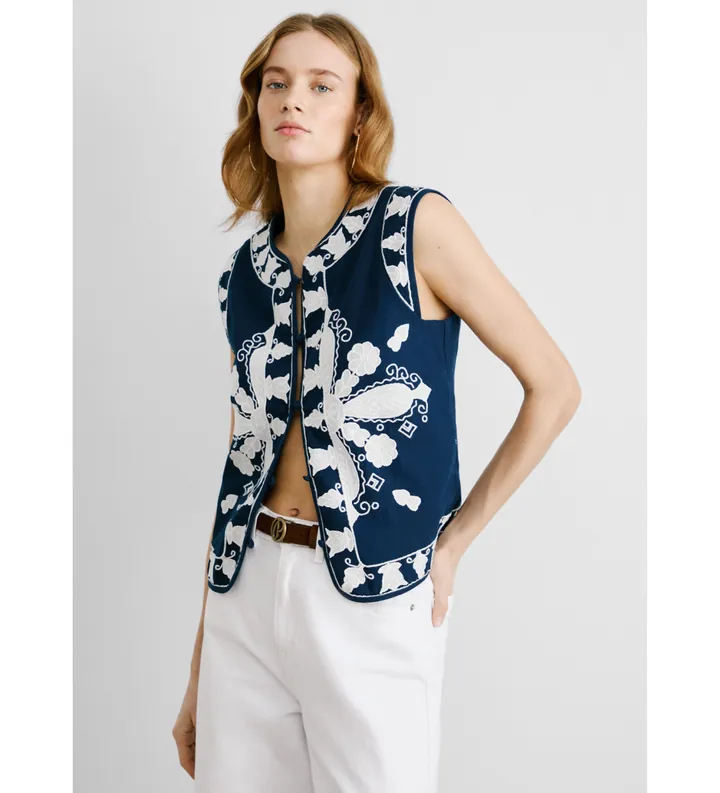 Pepe Jeans para mujer. PL402531 Chaleco Heaven marino (L), Casual, Algodón