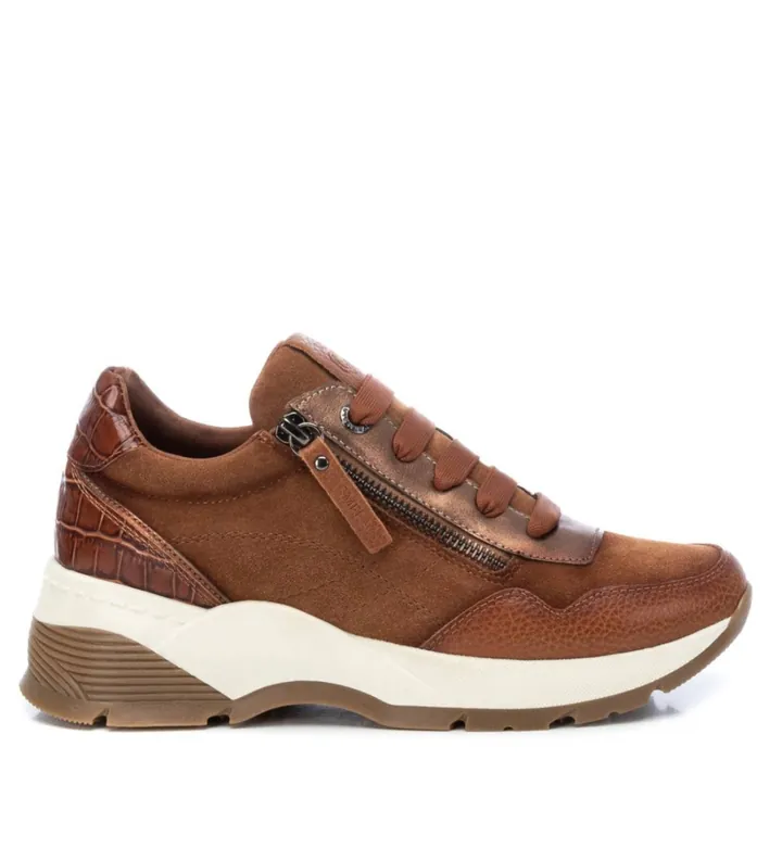 Carmela para mujer. 16019503-CAMEL Zapatillas de piel 160195 marrón (36), 1 a 3cm, Cordones, Casual