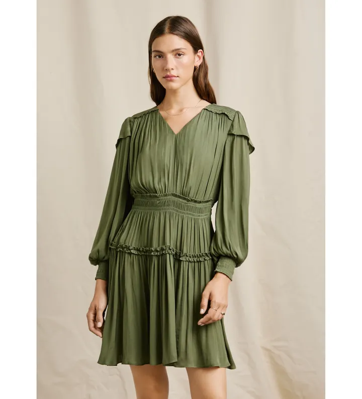 Pepe Jeans para mujer. PL9537727 Vestido Martina verde (M), Casual, Poliéster, Manga larga