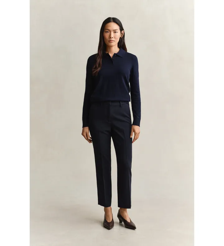 Gant para mujer. 4150363 Pantalones de vestir Slim Fit fluidos marino (32), Casual, Clásico, Poliéster