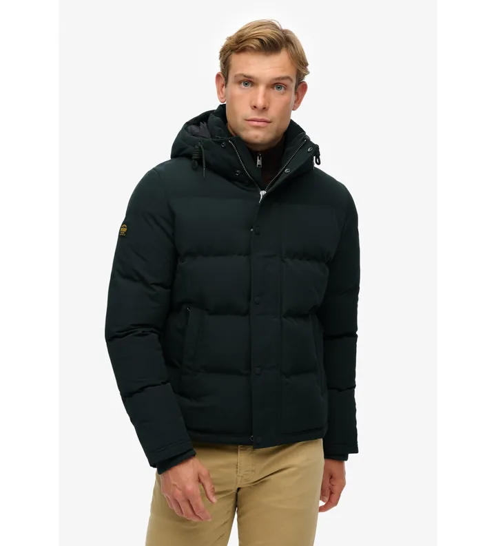 Superdry para hombre. M5011743A Chaqueta Everest Short Hooded Puffer verde (L), Casual, Poliéster