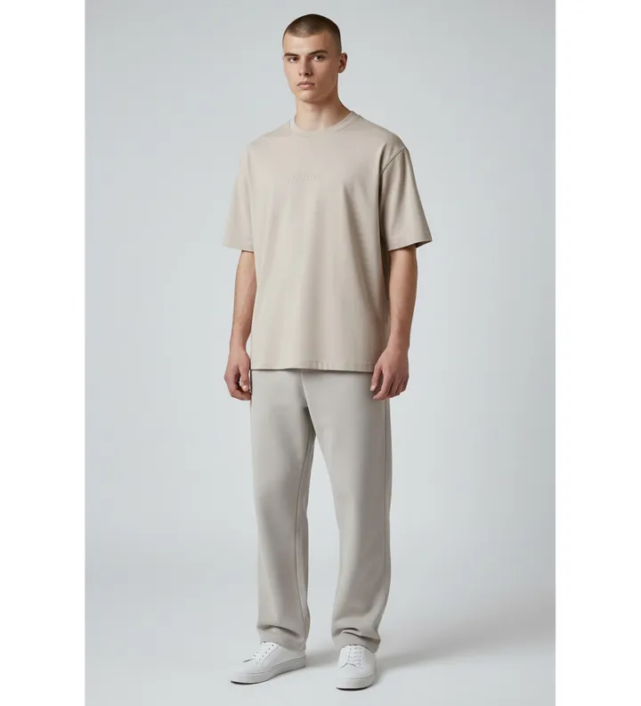 Guess para hombre. M6GI27K3249 Camiseta Bsc Quattro beige (M), Casual, Algodón, Manga corta