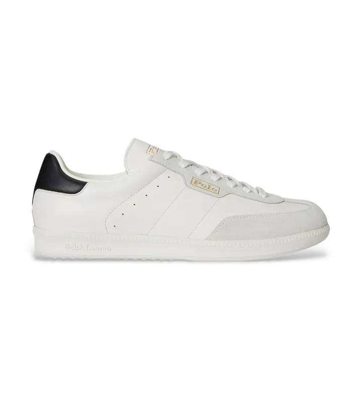 Polo Ralph Lauren para hombre. 809P01642001 Zapatillas de Piel Field blanco (40), Plano, Cordones, Casual