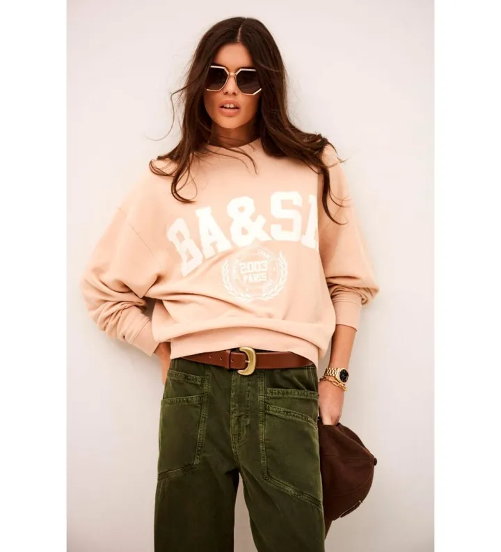 BA&SH para mujer. 1E26BENJ Sudadera Benjamin nude (36), Casual, Algodón