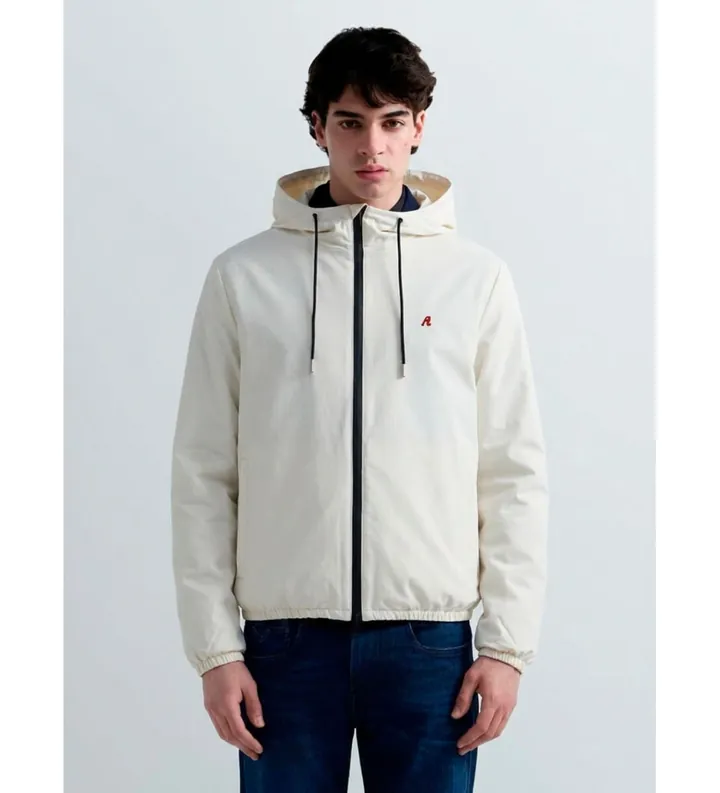 Replay para hombre. M8338A.000.84876 Chaqueta Logotipo R blanco (XL), Casual, Poliéster