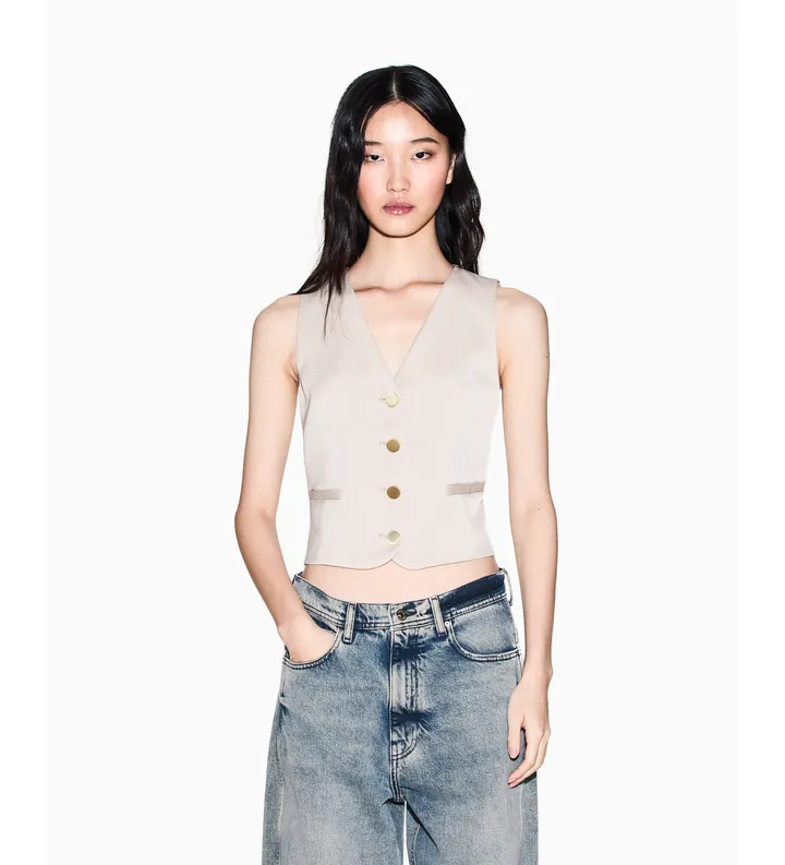 A|X Armani Exchange para mujer. XW001954AF21553U6223 Chaleco Casual beige (L), Poliéster