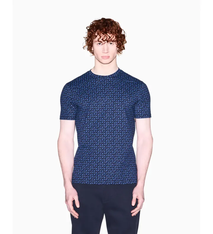A|X Armani Exchange para hombre. XM002778AF10356FB440 Camiseta regular de algodón clásico marino (L), Casual, Manga corta