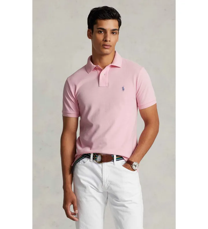 Polo Ralph Lauren para hombre. 710795080004 Polo de piqué Slim Fit rosa (3XL), Casual, Algodón, Manga corta