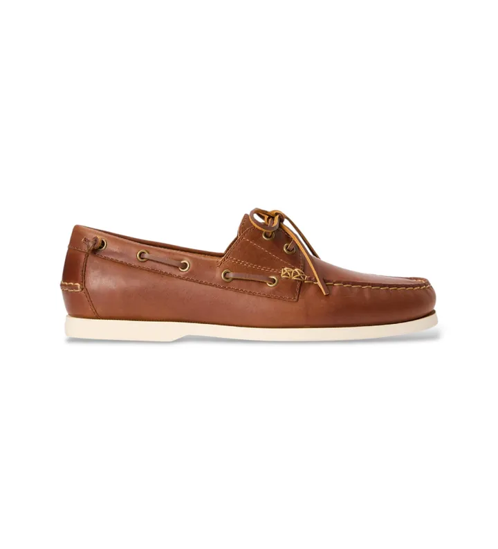 Polo Ralph Lauren para hombre. 803932996002 Náuticos de Piel Merton con bloques marrón (41), Beige, Plano, Cordones, Casual