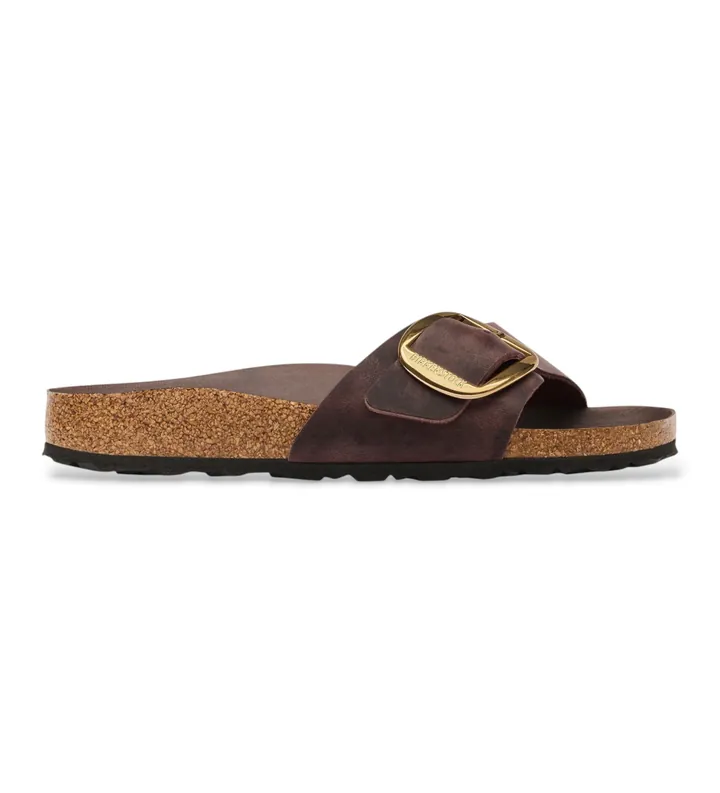 Birkenstock para mujer. 1032914 Sandalias de Piel Madrid Big Buckle (Ajuste Estrecho) marrón (36), Plano, Ninguno, Casual