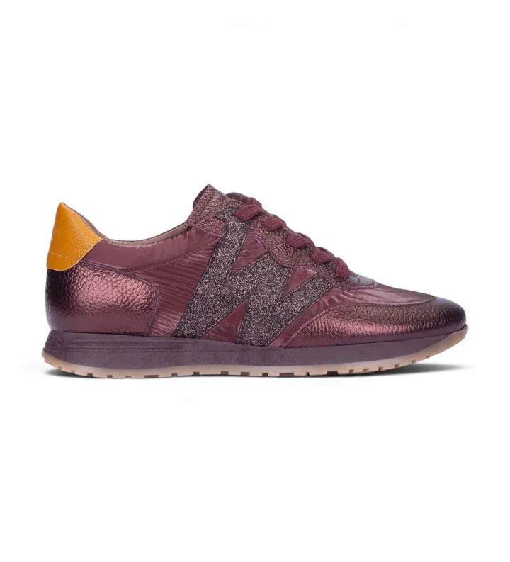 Wonders para mujer. A-4810 Zapatillas de Piel Tot granate (36), Plano, Cordones, Casual